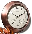 Strathwood 24-Inch Radio Controlled Indoor/Outdoor Clock with Thermometer and Humidity Gauge, Copper Finish