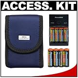 Nikon Coolpix 9617 Blue Neoprene Case + 8 AA Batteries Kit for L10, L11, L12, L14, L15, L18  P60 Digital Cameras