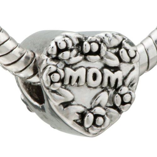 Love Mom Heart Bead Pandora Charm Bracelet Compatible