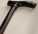 Hand Scorched, Mahogany Finished Cane / Walking Stick with Black Handle