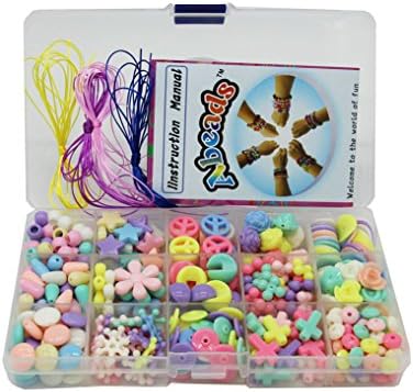 ABEADS Macaron Color DIY Beads Kit, includes about 408 pc beads from 15 different shaps and different size. With 10 Meter Elastic Thread AB-046