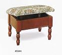 Furniture online: Cherry finish foot stool with hideaway storage and embroidered cushion
