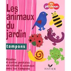 Les animaux du jardin : Tampons ; r�alise 6 cartes postales en cr�ant 6 animaux avec tes tampons