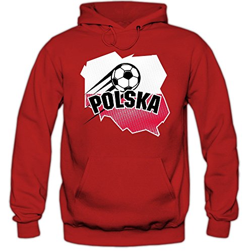 Polen EM 2016 #1 Hoody | Fußball | Bia?o-Czerwoni | Herren | Trikot | Nationalmannschaft, Farbe:Rot (Red F421);Größe:L