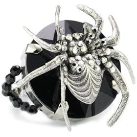 TARINA TARANTINO Black Widow Spider Cocktail Ring, Size 6.5