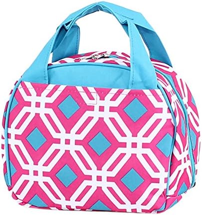 Pink Geometric Diamonds Polyester 7.75 inch Insulated Lunch Bag