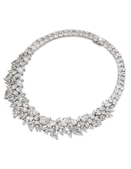 Sterling Silver CZ Fancy 15in Collar Necklace