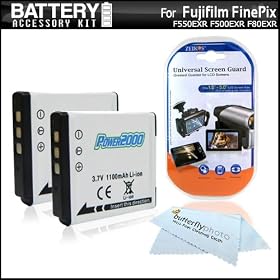 2 Pack Battery Kit For Fujifilm FinePix F660EXR, XF1, F750EXR F550EXR F500EXR F80EXR F600EXR F505 F800EXR Digital Camera Includes 2 Replacement (1100Mah) NP-50 Batteries + LCD Screen Protectors + More