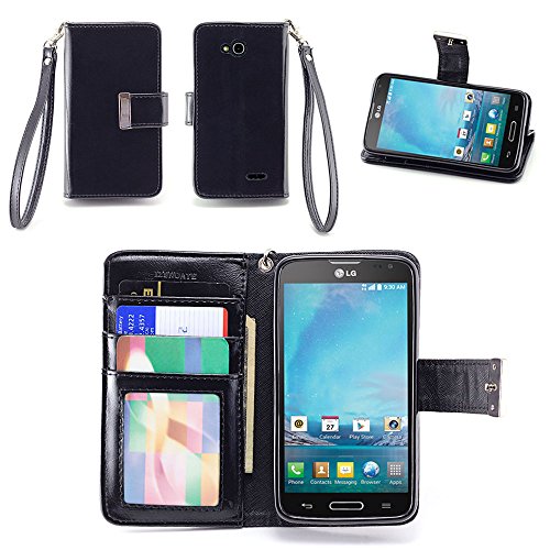 IZENGATE LG Optimus L90 Wallet Case - Executive Premium PU Leather Flip Cover Folio with Stand (Black)