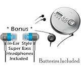 Sony Walkman Portable All-in-one MP3 / Skip-Free CD Player / Digital FM Radio Tuner with Remote Control, Earbud Headphones, 40 preset FM stations, Digital Mega Bass Sound, AVLS & CD-R/RW MP3 Playback + BONUS Secure-Fit Super Bass Metallic Earphones (Blue) * Batteries Included * Sony Walkman Portable All-in-one MP3 / Skip-Free CD Player / Digital FM Radio Tuner with Remote Control, Earbud Headphones, 40 preset FM stations, Digital Mega Bass Sound, AVLS & CD-R/RW MP3 Playback + BONUS Secure-Fit Super Bass Metallic Earphones (Blue) * Batteries Included *