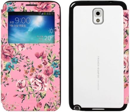 FF View Flip PU Leather Wallet Cover Case for Samsung Galaxy Note 3 III N9000 (Pink)