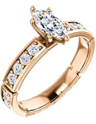 14K Rose Gold Marquise Cut Diamond Ring -- LIFETIME WARRANTY