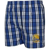 NCAA Golden State Warriors Royal Blue-White Plaid Historic Embroidered Boxer Shorts (Large)
