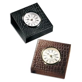 Croco-textured Cowhide Croco Leather Table Clock