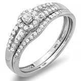 10k White Gold Round Diamond Ladies Split Shank Bridal Ring Engagement Matching Band Set (0.40 cttw, H-I Color, I1-I2 Clarity)