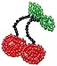 ID 9117 Pair of Wild Cherry Patch Lucky Slot Stem Fruit Beaded Iron On Applique
