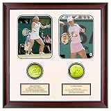 Kim Clijsters and Justine Henin Dual Autographed Tennis Ball Shadowbox