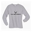 Air Force Long Sleeve T-Shirt - Authentic Military Style Physical Training T-Shirt in gray