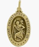 14 Karat Yellow Gold St. Christopher Medal Medallion with 20 chain