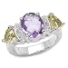 3.90 Carat Genuine Amethyst, Citrine & White Topaz Sterling Silver Ring