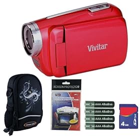 Vivitar DVR508 Strawberry Red Digital Video Camera Camcorder Plus 4GB Accessory Kit