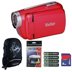 Vivitar DVR508 Strawberry Red Digital Video Camera Camcorder Plus 4GB Accessory Kit 