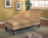 Tan Microfiber Chaise Lounger with Storage Space