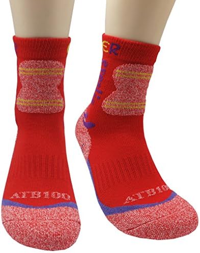 Antibacterial Climbing Cushion Hiking Work Performance Crew Socks Size 9 10 (S(Size 9 : US Women shoe size 6-8), AFC Red 2pairs)