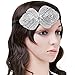 QNPRT 1920s Gatsby Flapper Headband with French Velvet Ribbon and Silver Glass Beads