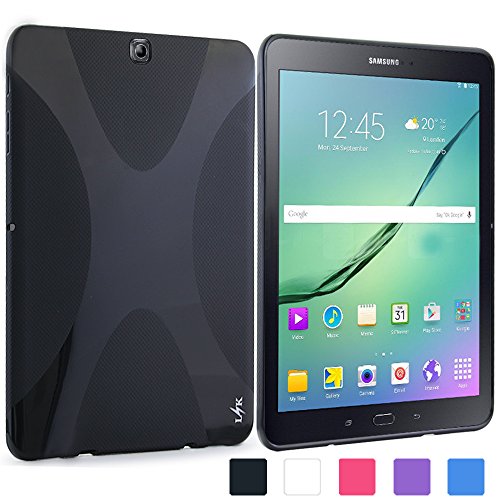 Tab S2 9.7 Case, LK [Perfect Fit] X Design Slim TPU Gel Rubber Soft Skin Case Cover for Sasmung Galaxy Tab S2 9.7 + Free Stylus Pen (Black )