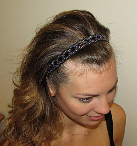 DINA - RAINBOW - Regalia Beaded Rhinestone Stretch No Slip Headband (Hair Jewelry)
