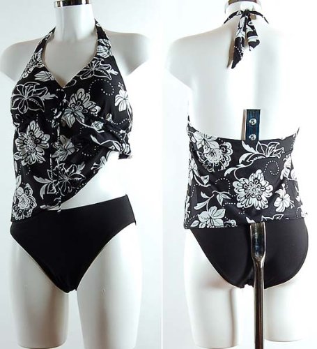 Lascana Bügel Tankini Schwarz Weiß Blumen