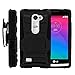 LG Power Case, LG Power Holster, Two Layer Hybrid Armor Hard Cover with Built in Kickstand and Unique Graphic Images for LG Leon C40, H340N, Tribute 2, Power L22C, Destiny L21G, Sunset L33L (T Mobile, Metro PCS, Boost Mobile, Straight Talk, Tracfone) from MINITURTLE | Includes Screen Protector - Black