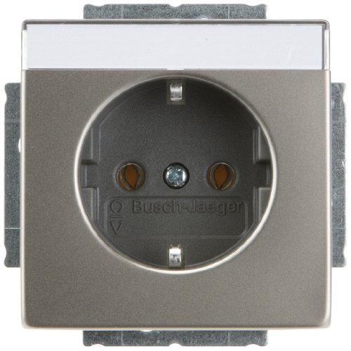Busch-Jaeger 20EUN-866 SCHUKO Steckdosen-Einsatz mit Beschriftungsfeld edelstahl 20 EUN-866