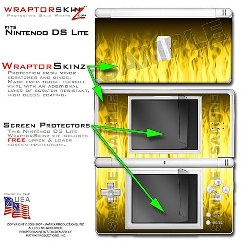 Fire Yellow on Black WraptorSkinz Skin kit fits Nintendo DS Lite (DS LITE NOT INCLUDED)