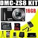 Panasonic Lumix DMC-ZS8 14.1 MP Digital Camera with 16x Wide Angle Optical Image Stabilized Zoom (Black) BCG10 Battery/Charger 16GB DavisMAX Bundle