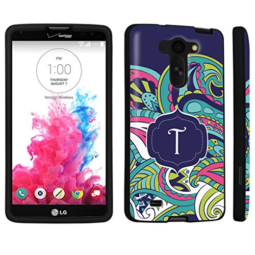 DuroCase ® LG G Vista VS880 / D631 Hard Case Black - (Mint Flower Monogram T)