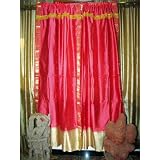 PairofRoseSilkSariCurtainsDrapesPanels84