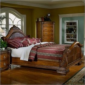 Spanish Hills Leather Sleigh Bed - Queen by SHOPZEUS