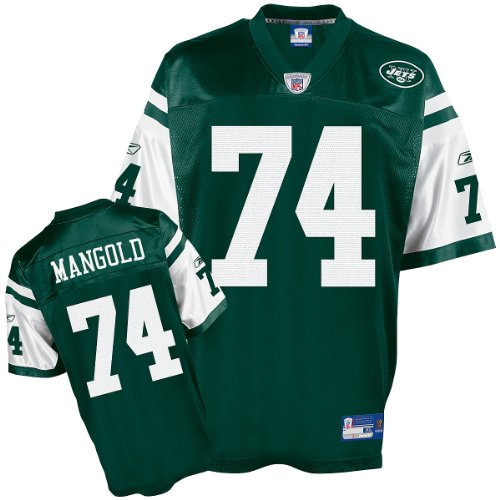 Nick Mangold Jersey: Reebok Green Replica #74 New York Jets Jersey - Medium