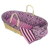 Tadpoles Damask Moses Basket in Pink