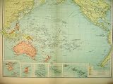 1910 MAP OCEANIA AUSTRALIA ZEALAND HAWAII PHILIPPINE