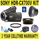 BRAND NEW SONY HDR-CX700V CAMCORDER w/ .45X SUPER WIDE ANGLE LENS + 2X TELE ....