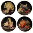 Handpainted porcelain decorative plates - set of 4 - vegetables