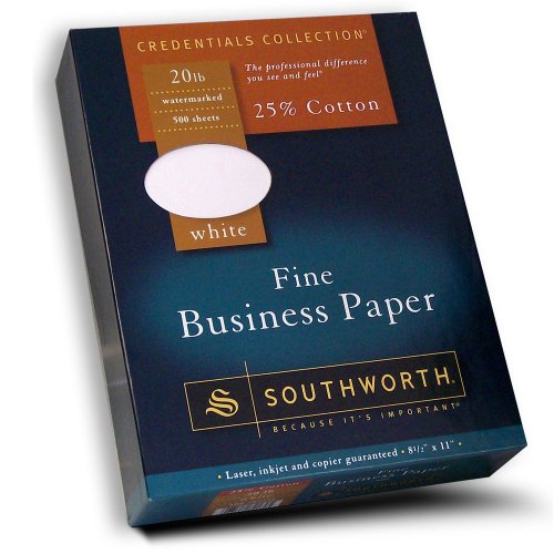 Southworth Fine Business Paper, 25% Cotton, 20 lb, White, 500 Sheets (403C)