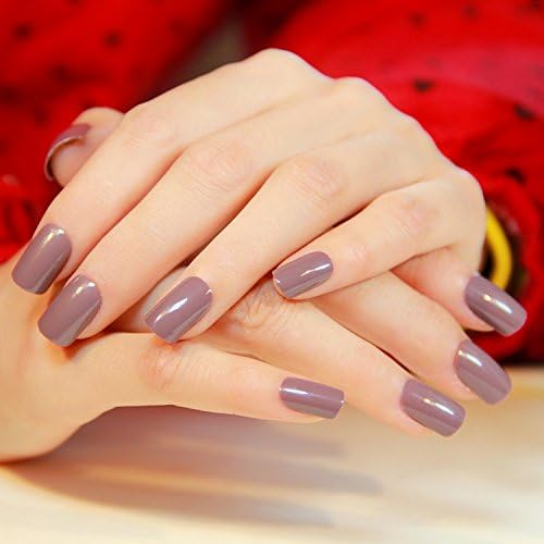 Hot Woman Temperament Pure Manicure Patch Milk Brown Color Short Square Full Cover False Nails 24pcs/set