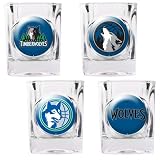 NBA Minnesota Timberwolves Four Piece Square Shot Glass Set (Individual Logos)