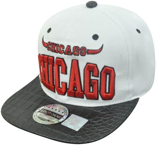 Chicago City Windy Snapback Flat Bill Chi Town Faux Snake Skin Two Tone Hat Cap