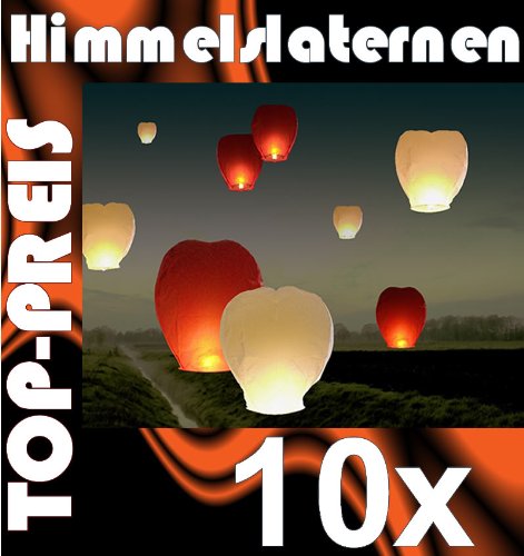 10 x HIMMELSLATERNE SKYBALLON SKYLATERNE Laterne (Inhalt 5x weiß + 5x rot)