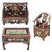 Antique Floral Crystal Design Table, Chair and Sofa Pewter Keepsake Trinket Box Set